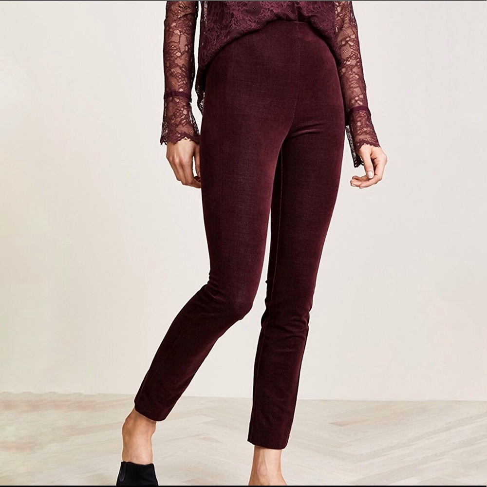 Theory Velvet Stretch Leggings in Deep Currant